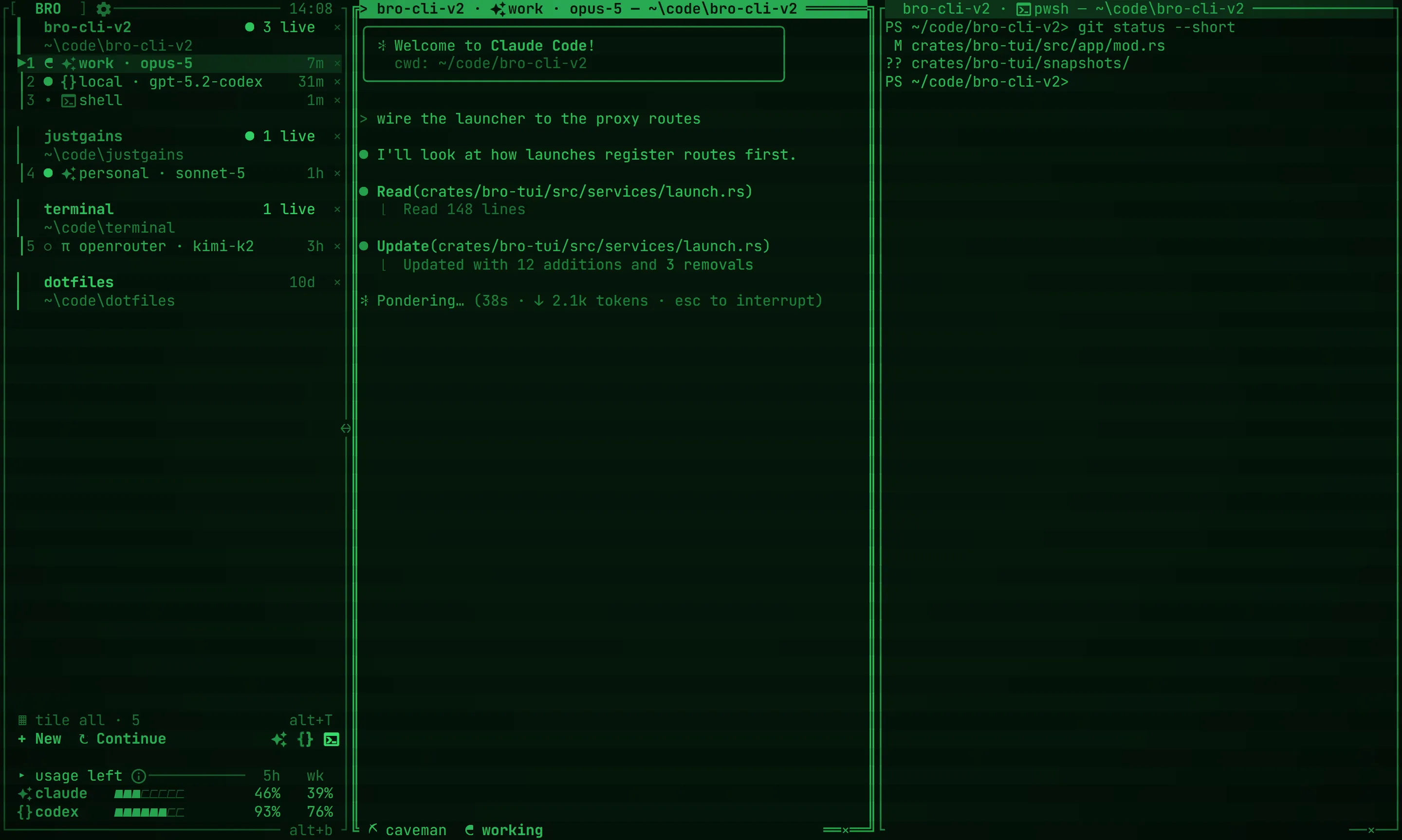 bro in the phosphor theme